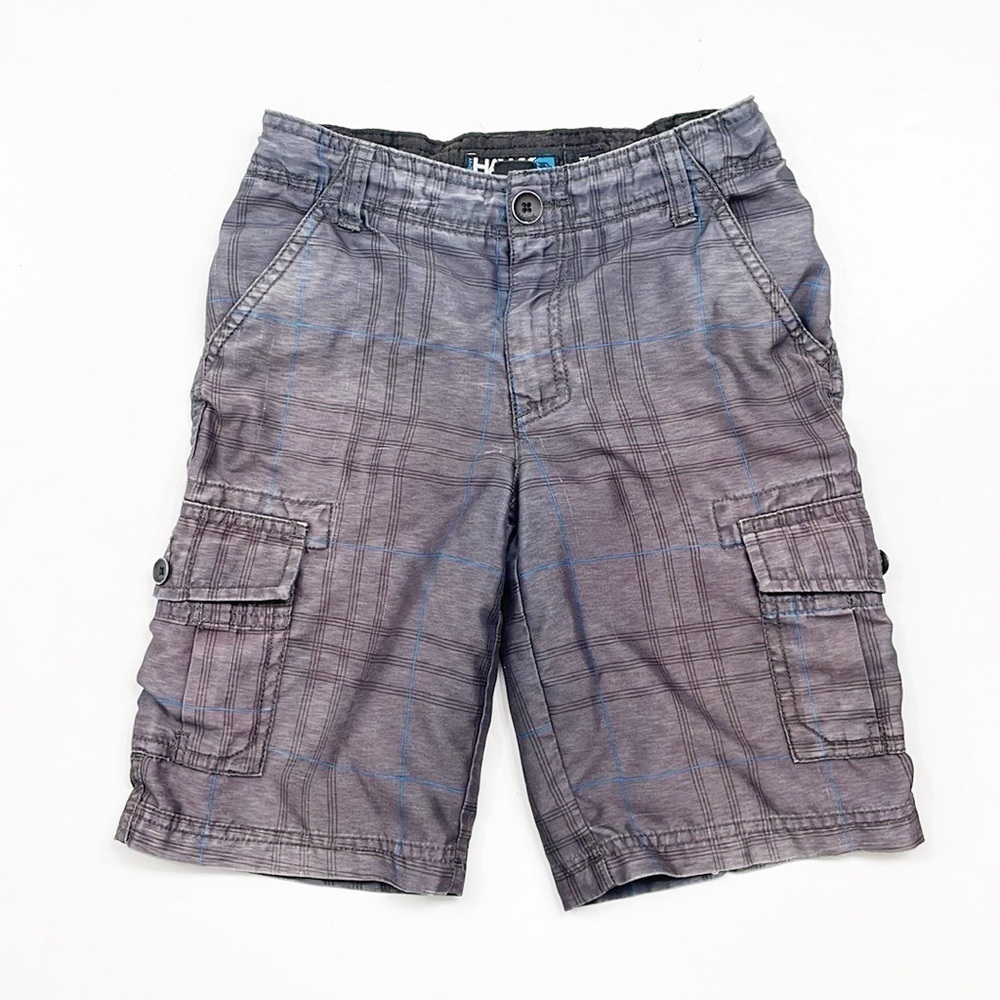 Tony Hawk little boys black plaid board shorts